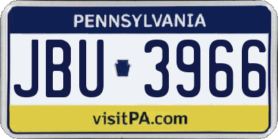 PA license plate JBU3966