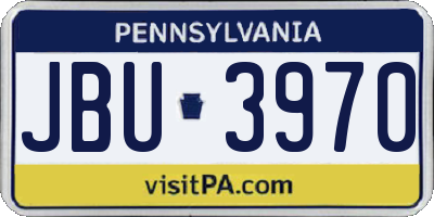 PA license plate JBU3970