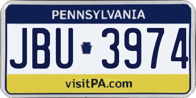PA license plate JBU3974