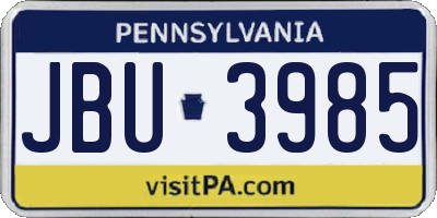 PA license plate JBU3985