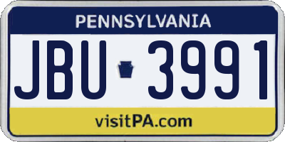 PA license plate JBU3991