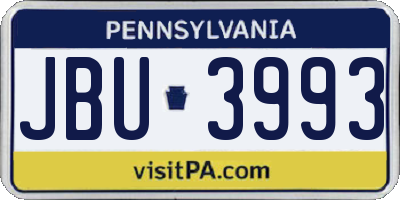 PA license plate JBU3993