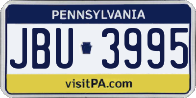 PA license plate JBU3995