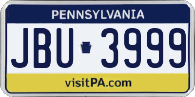 PA license plate JBU3999