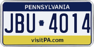 PA license plate JBU4014