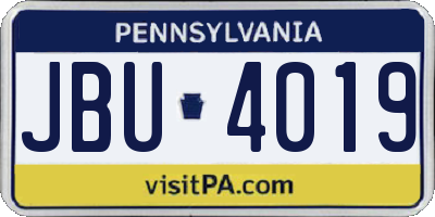 PA license plate JBU4019