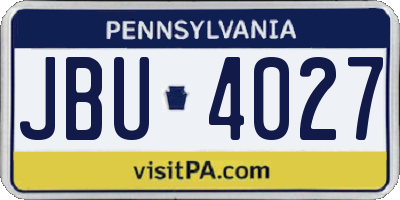 PA license plate JBU4027