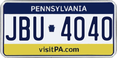 PA license plate JBU4040