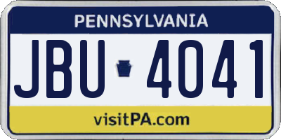 PA license plate JBU4041