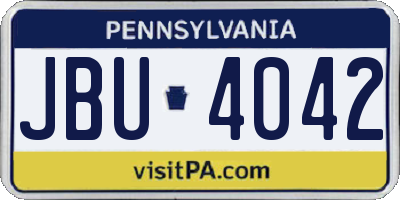 PA license plate JBU4042