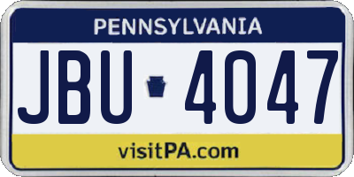 PA license plate JBU4047
