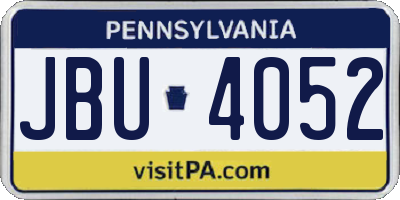 PA license plate JBU4052