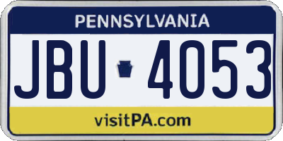PA license plate JBU4053