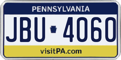 PA license plate JBU4060