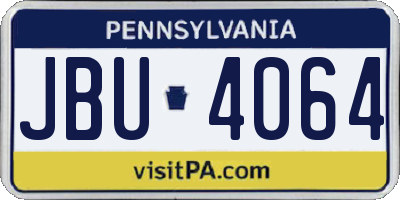 PA license plate JBU4064