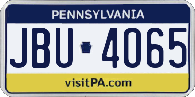 PA license plate JBU4065