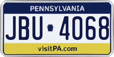 PA license plate JBU4068