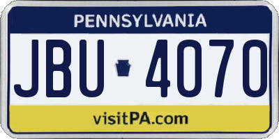 PA license plate JBU4070