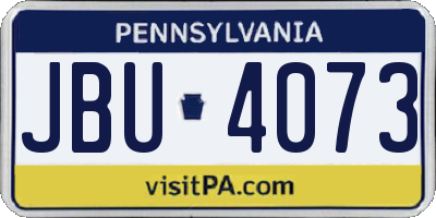 PA license plate JBU4073