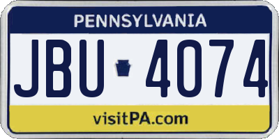 PA license plate JBU4074