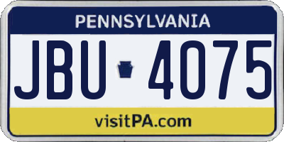 PA license plate JBU4075