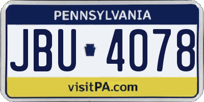 PA license plate JBU4078