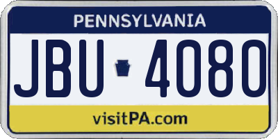 PA license plate JBU4080