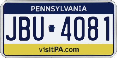 PA license plate JBU4081
