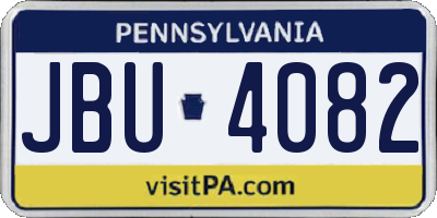 PA license plate JBU4082