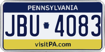 PA license plate JBU4083