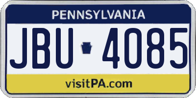 PA license plate JBU4085