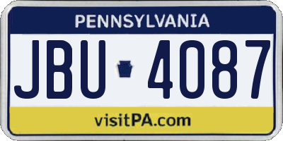 PA license plate JBU4087