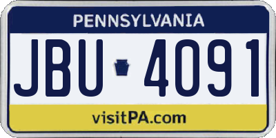 PA license plate JBU4091