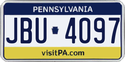 PA license plate JBU4097