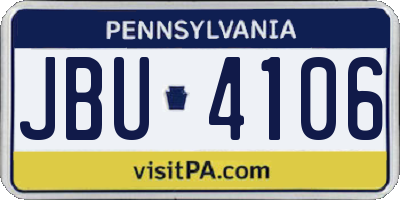 PA license plate JBU4106