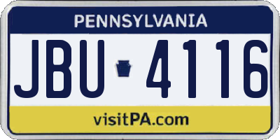 PA license plate JBU4116