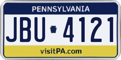 PA license plate JBU4121