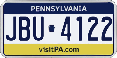 PA license plate JBU4122