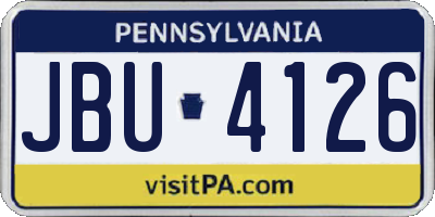 PA license plate JBU4126