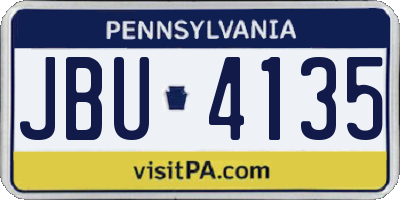 PA license plate JBU4135
