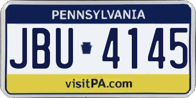 PA license plate JBU4145