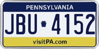 PA license plate JBU4152