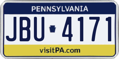 PA license plate JBU4171