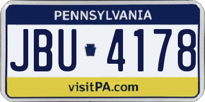 PA license plate JBU4178
