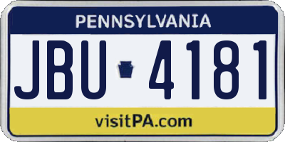 PA license plate JBU4181