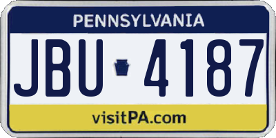 PA license plate JBU4187
