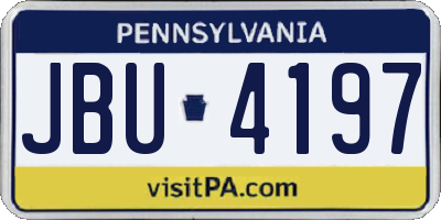 PA license plate JBU4197