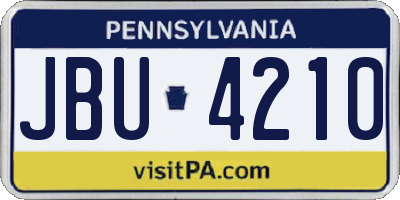 PA license plate JBU4210