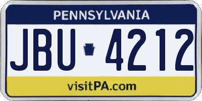 PA license plate JBU4212