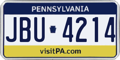 PA license plate JBU4214